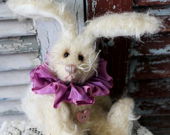 Handmade Mohair Easter Bunny, Mohair Rabbit, Artist Made Mohair Bunny Rabbit, Mohair Bunny, Just Wee Bears Mohair Bunny