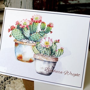 Jeu de cartes de correspondance cactus, cartes de correspondance de cactus en fleurs, cartes de correspondance de cactus personnalisées, notes de cactus pour jardinier, cartes d'amateur de plantes