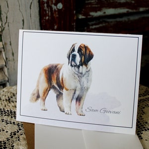 Personalized St Bernard Note Card Set: Handmade Stationery