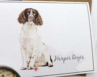 English Springer Spaniel Note Cards, Personalized English Springer Spaniel Cards, Springer Personalized Note Card Set, Springer Stationery