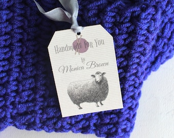 Knitting Gift Tags - Handmade Gift Tags - Christmas Gift Tags - Knitting Sheep Gift Tags - Crochet Tags - Wool Item Hang Tags - Set of 24