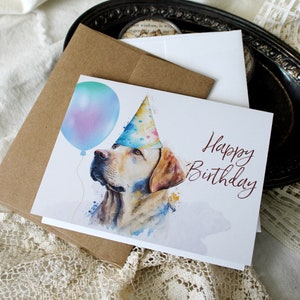 Labrador Birthday Card: Dog with Party Hat