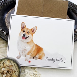 Jeu de cartes de correspondance Welsh Corgi, cartes de correspondance Pembroke Welsh Corgi, cartes de correspondance personnalisées Corgi, papeterie corgi, cartes de correspondance personnalisées Welsh Corgi