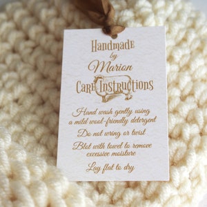 Knit Care Hang Tags, Crochet Care Hang Tags, Handmade Item Care Tags, Merchandise Care Hang Tags, Personalized Tags, Wool Item Care Tags image 2