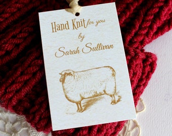 Handmade Garment Tags, Knitting Hang Tags, Crochet Hang Tags, Sheep Hang Tags, Wool Product Hang Tags, Personalized Hang Tags