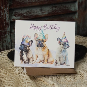 French Bulldog Birthday Card: Party Frenchies, Blank Inside