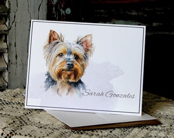Yorkie Note Card Set, Yorkshire Terrier Note Cards. Personalized Yorkie Card Set, Yorkie Stationery