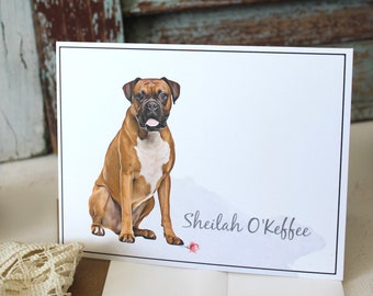 Boxer Note Card Set, Personalized Boxer Note Cards, Boxer Personalized Stationery, Set of 10 or More Personalized Boxer Cards