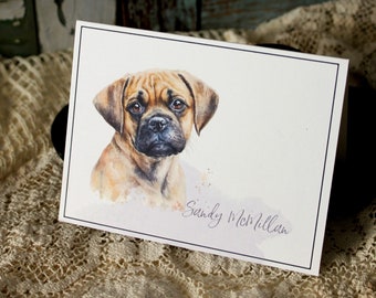 Puggle Note Cards, Puggle Cards, Dog Notes, Puggle Stationery, Puggle Note Card Sets, Personalized Puggle Note Cards, Custom Puggle Cards