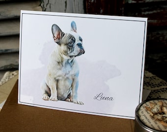 French Bulldog Note Cards, Frenchie Note Card Set, Personalized French Cards, Handmade Frenchie Note Cards, French Bulldog Notes