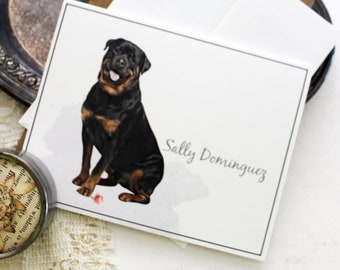 Rottweiler Note Cards, Rottweiler Personalized Note Card Set, Rottweiler Stationery, Custom Rottweiler Note Cards, Rottie Stationery