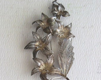 Vintage Sterling Silver Flower Brooch by avintageobsession on etsy...FREE USA Shipping