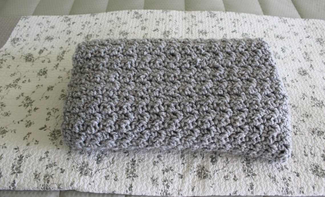 Chunky Grey Crochet Blanket Wool Blanket Hand Crochet Etsy