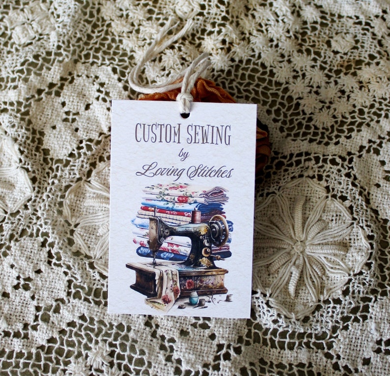 Custom Sewing Hang Tags, Tailoring Hang Tags, Alteration Tags, Hand Sewn Merchandise Hang Tags, Handmade HAng Tags image 3