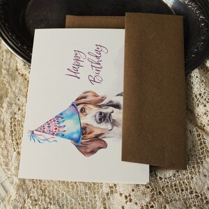 Handmade Beagle Birthday Card: Party Hat Dog Greeting Card Set - Etsy