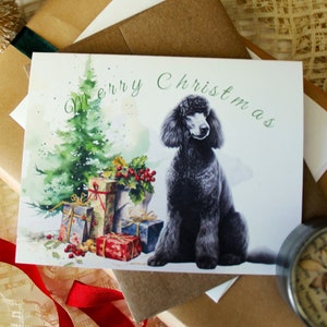 Black Poodle Christmas Card Set, Poodle Christmas Cards, Merry Christmas Cards, Black Poodle Stationery, Handmade Christmas Poodle Cards