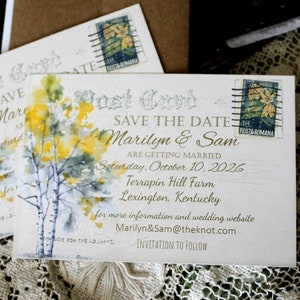 Rustic Save the Date Cards, Vintage Postcard Save the Date Cards, DIY Save the Date Cards, Autumn Save the Date, Fall Save tthe Date image 3