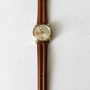 Vintage Bulova Accutron Wrist Watch: 10K Rolled Gold, New Leather Band