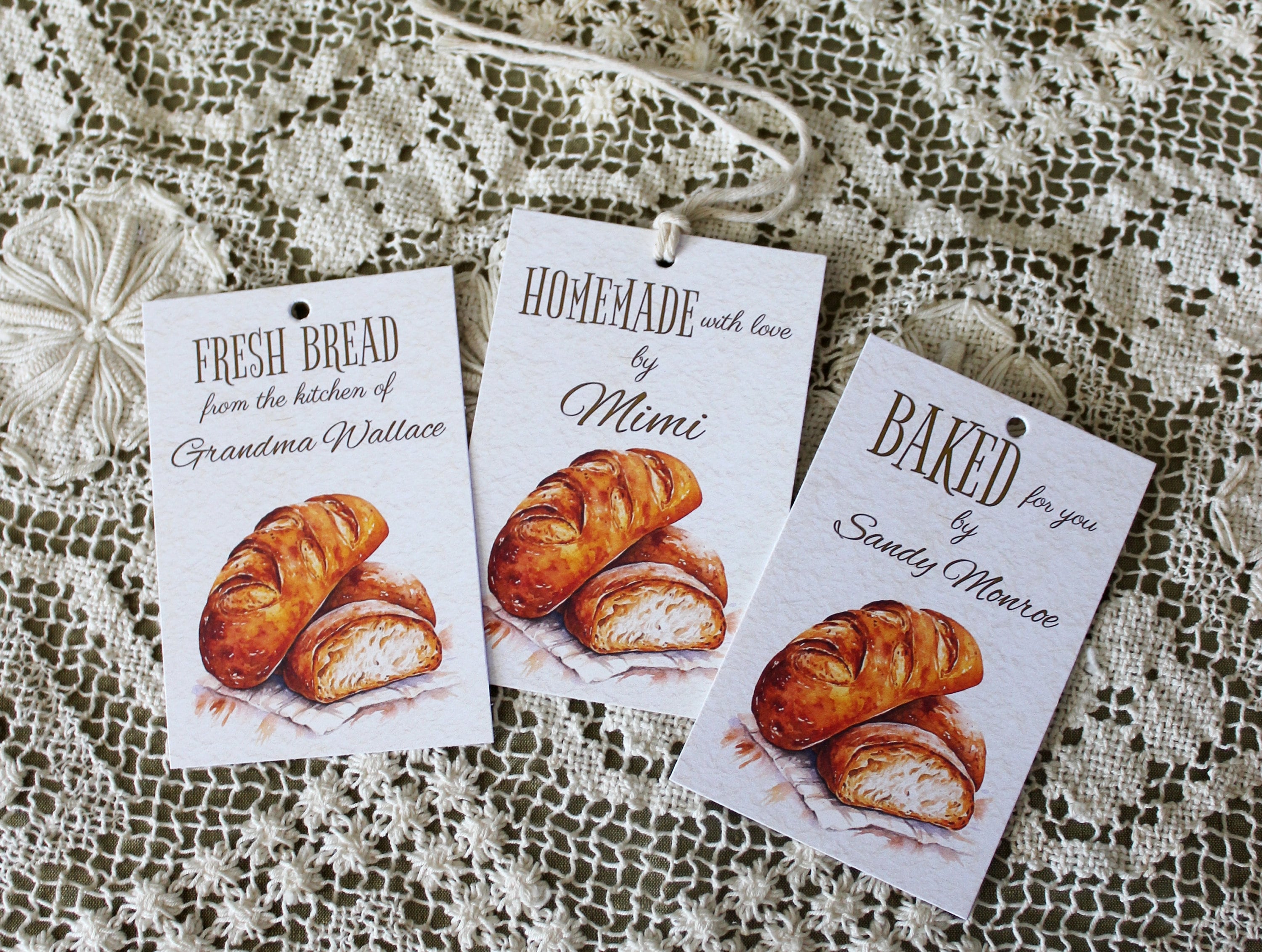Personalized Homemade Bread Tags: Baking Gift Tags, Set of 24 or More ...