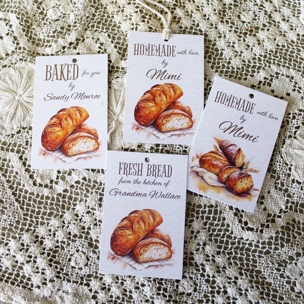 Baked Bread Tags, Homemade Bread Personalized Tags, Baking Tags, Gift For Baker, Fresh Baked Bread Tags