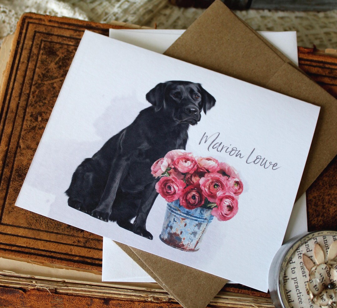 Personalized Black Labrador Note Card Set: Dog Stationery - Etsy