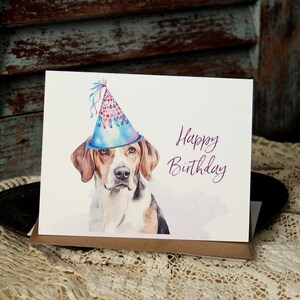 Handmade Beagle Birthday Card: Party Hat Dog Greeting Card Set