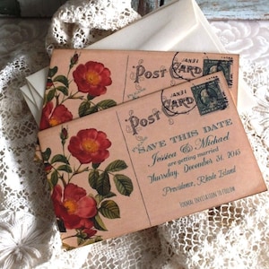 Carte postale vintage pour mariage, Save the Date, cartes postales Save the Date, mariage, Save the Date, fait main par avintageobsession sur Etsy