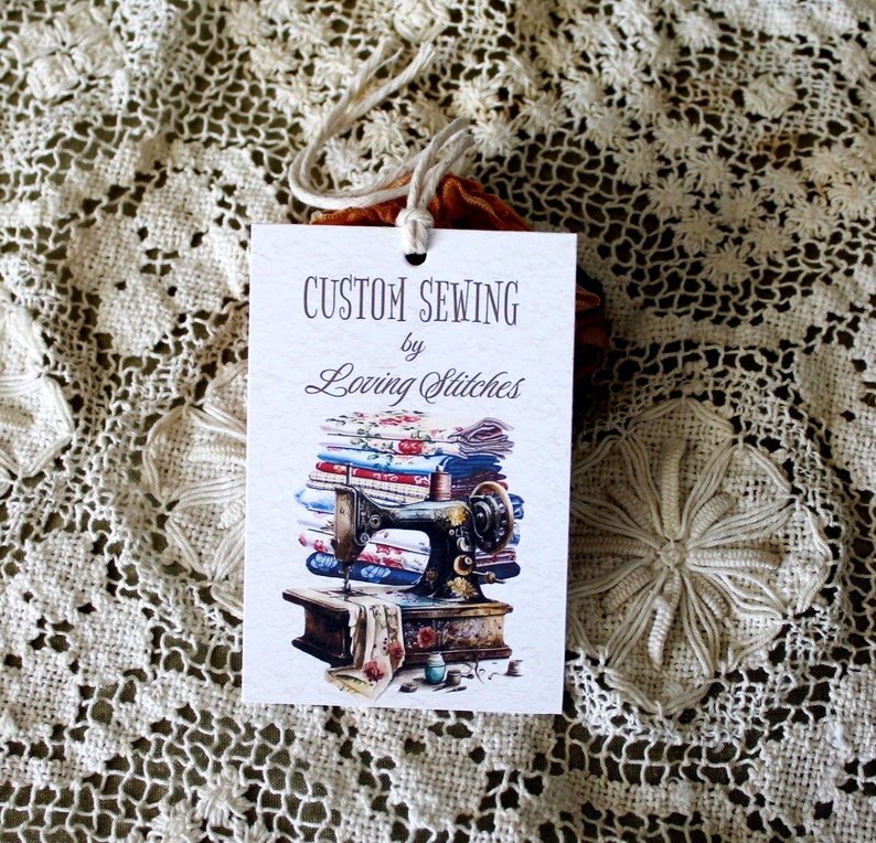 Custom Sewing Hang Tags, Tailoring Hang Tags, Alteration Tags, Hand Sewn Merchandise Hang Tags, Handmade HAng Tags image 1