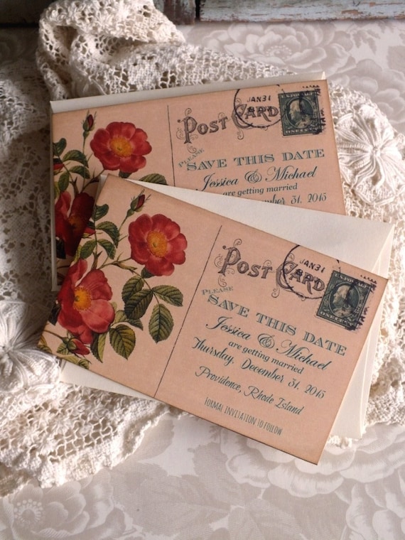 Vintage Wedding Invitations Postcard