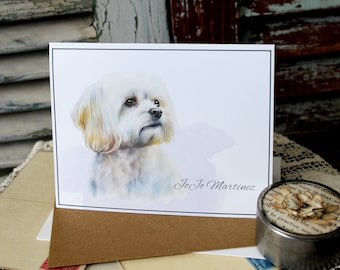 Maltese Personalized Note Cards, Maltese Note Card Set, Handmade Maltese Note Cards, Custom Maltese set of Note Cards