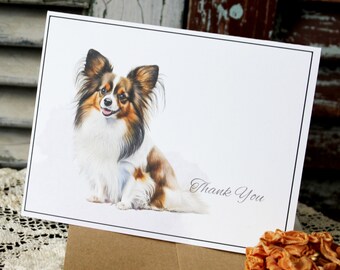 Papillon Note Card Sets, Personalized Papilllon Note Cards, Papillion Dog Note Cards, Handmade Papillion Stationery, Papillion Stationery