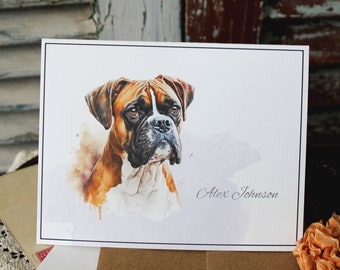 Boxer Note Cards, Boxer Personalized Note Card Set, Custom Boxer Note Cards, Boxer Dog Stationery