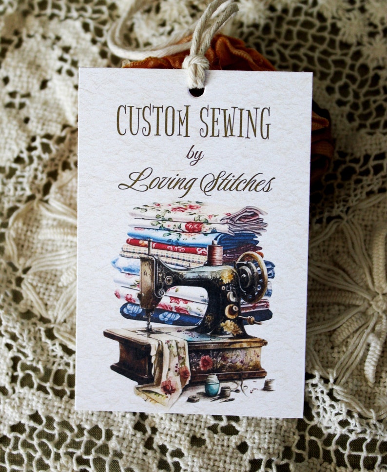 Custom Sewing Hang Tags, Tailoring Hang Tags, Alteration Tags, Hand Sewn Merchandise Hang Tags, Handmade HAng Tags image 2