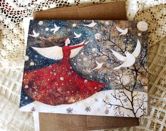 Handmade Christmas Angel Cards: Whimsical Winter Greeting Card Set