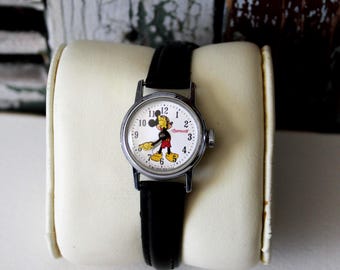 The Disney Store Mickey Mouse Wrist Watch Lorus Quartz w/ Tin Box Metal Case New Vintage The Disney Store Lorus Quartz Mickey Mouse Watch w  main image 4