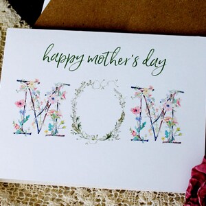Mother's Day Card, Floral Mother's Day Card, Flowers Alphabet Cards, Wild Flowers Mother's Day Card, Handmade Mother's Day Card
