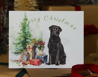 Black Labrador Retreiver Christmas Cards, Black Lab Christmas Greeting Cards, Labrador Retriever Holiday CArds, Handmade Lab Christmas Cards