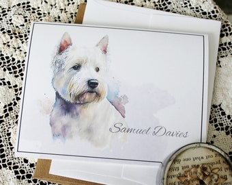 West Highland White Terrier Note Cards, West Highland Terrier Card Sets, Personalized Westie Cards, Handmade West Highland Terrier Cards