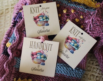 Knitting Tags, Knit Personalized Hang Tags, Handmade Peronalized Knit Gift Tags, Knitting Accessory Tags, Handmade Item Tags