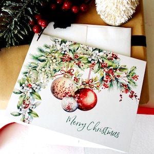 Handmade Botanical Christmas Cards: Swag & Ornament Set