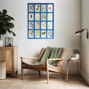 Decorazione murale con fiori pressati, opera d'arte da cucina francese, decorazione primitiva originale, cornice con erbe essiccate, verde floreale da appendere, pianta selvatica secca incorniciata