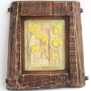 Fiori secchi vintage, cornice unica in legno di fienile fatta a mano, cucina in stile country francese, pianta secca di erbe aromatiche pressate, piccolo erbario botanico