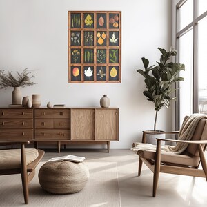 Decorazione con fiori pressati su sfondo nero, erbario botanico da appendere alla parete, fiori secchi per la casa, set di piante di erbe secche con cornice grande, regalo