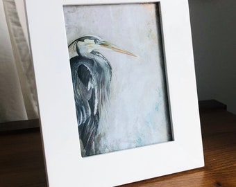 Tarjeta de felicitación con estampado de garza azul, decoración de aves costeras (5x7)