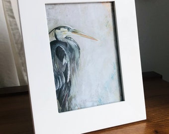 Blue Heron Art,  Coastal birds, coastal art, Lake Art Prints, Wildlife Decor, Ocean Decor, Art Prints, Small Art Prints,