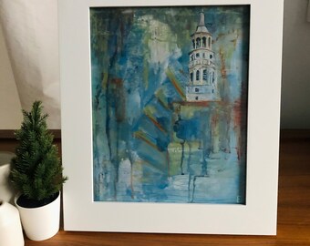 Art Print of Charleston Church Steeple, “The Pointe”, 8x10 Art Print, architectural art, church art, Charleston art