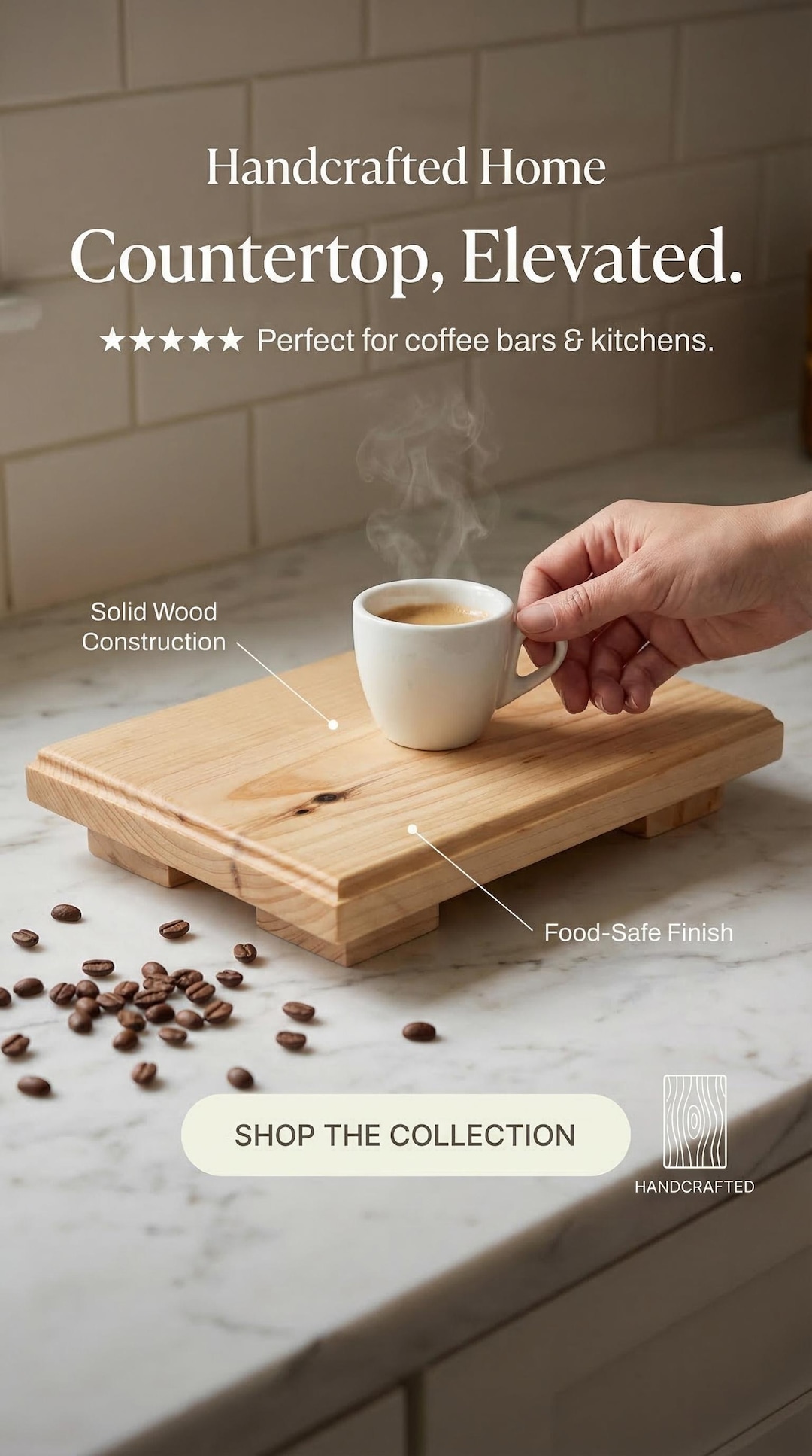 Rustic Wood Countertop Riser: Stained Solid Wood - Etsy