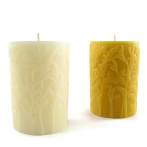 100% Beeswax - Solid Meadow Pillar Candle in Natural and Ivory