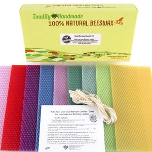 Small Beeswax Candle Making Kit.9 sheets of beeswax pre cut, in an assortment of colors. Kit contains instructions on how to roll candles plus wick!