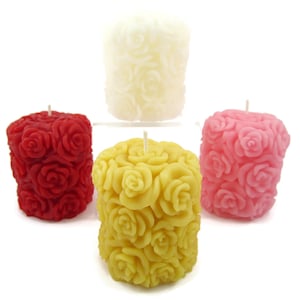 100% Beeswax - Solid Detailed Rose Pillar Candle